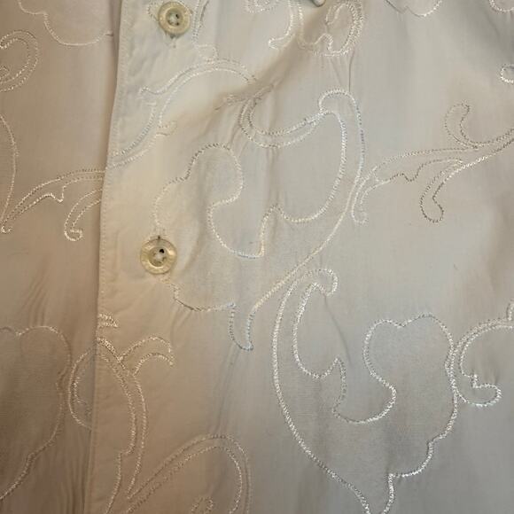 Robert Graham White Mens Embroidered Blue Flip Cuff Button Up Long Sleeve Shirt - Picture 10 of 11